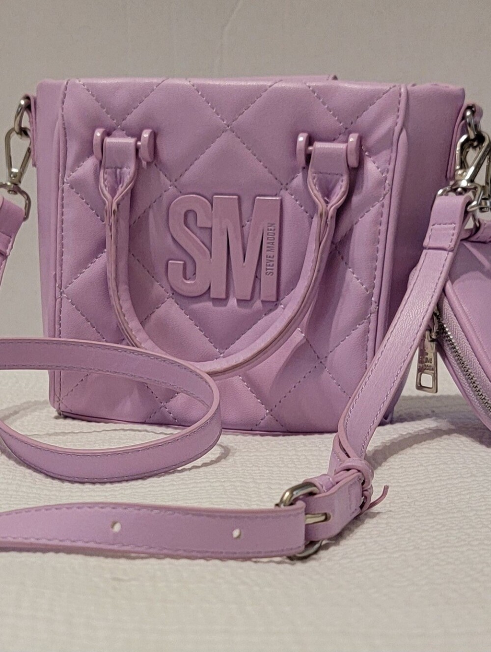 Exvellent Condition Steve Madden Quilted Lilac Mini Tote Crossbody